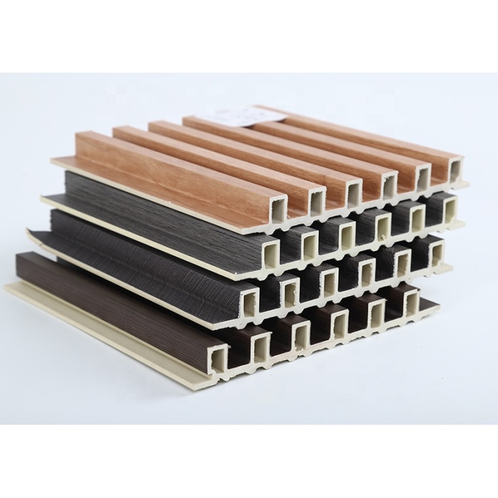 Bảng tường wpc flut flut clading kháng cự kích thước tùy chỉnh kích thước trimless tích hợp liền mạch hiện đại mộc mạc