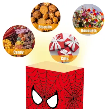 Spider Hero Party: Customizable Spider Web Printed Kraft Paper Goodie Bags and Birthday Decorations for a Spooktacular Celebration