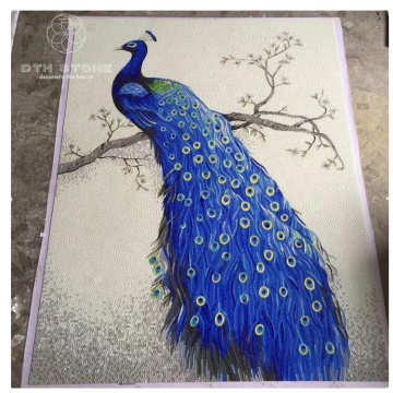 Peacock Glass Mosaic Tile Designs for Murals and Paintings