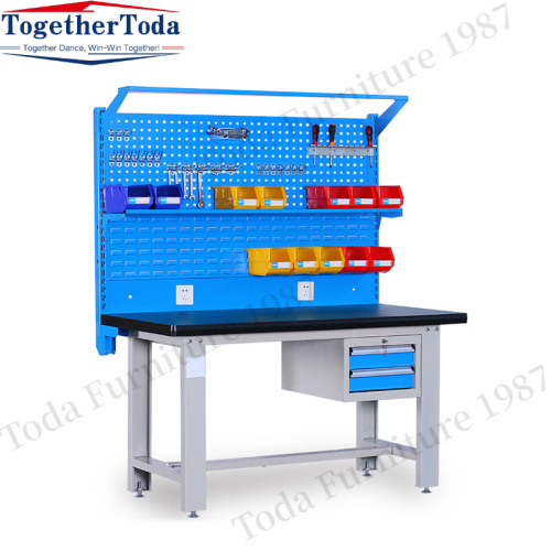 Metal workbench with drawers for hanging tools