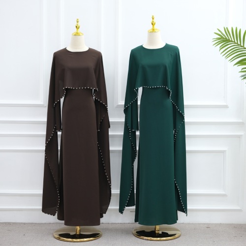 لباس ماکسی بسته لبه مروارید دار کیپ Abaya