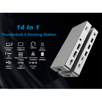 14in1 Multiports Thunderbolt4 USB C Station d&#39;accueil pour ordinateur portable