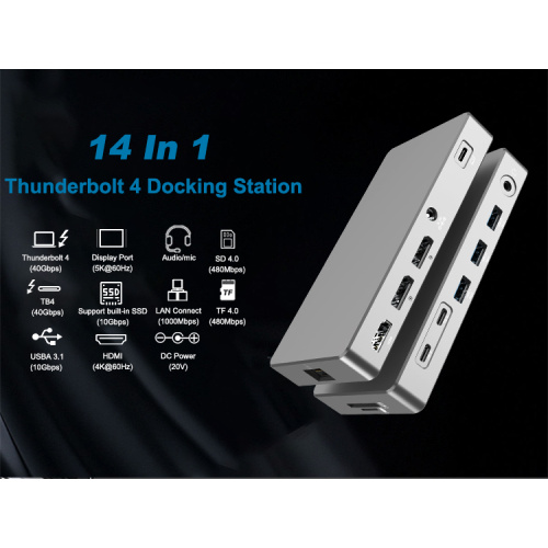 14in1 MultiPorts Thunderbolt4 USB C Laptop Docking Station