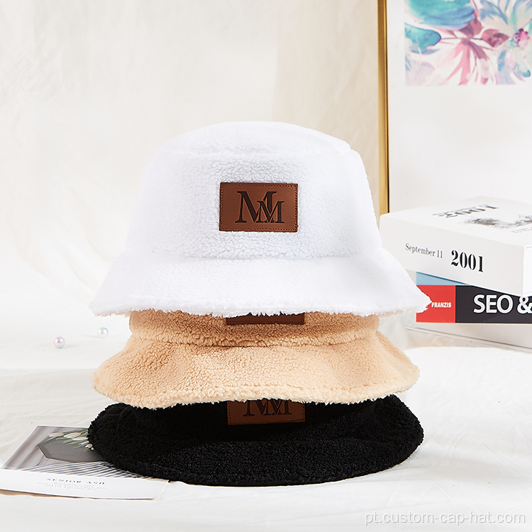 Moda Cordeiro Lã Vintage Furry Bucket Hat