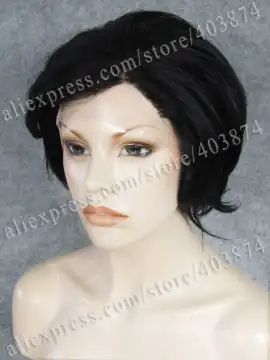 Stylish Jet Black Wig Short Bob Wig Synthetic Lace Wigs