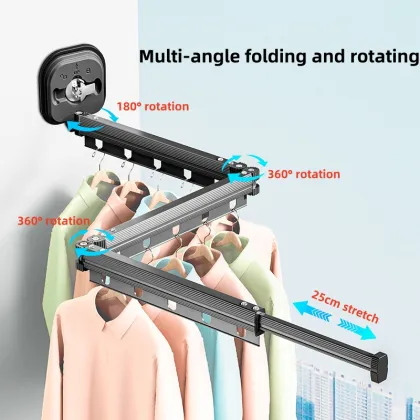 Aluminum Clothing Drying Rack: Non-Slip, Foldable, and Suction-Fixed Balcony Clothes Rod