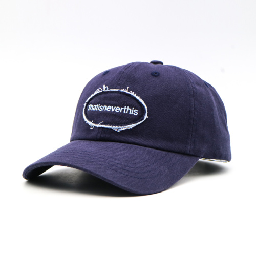 Navy Blue Applique Solid Baseball Cap