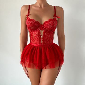 Hot Selling Seductive Lace Mesh Lingerie Set