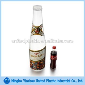 New product 2016 for disposable PVC plastic bottle shaped coin bank display