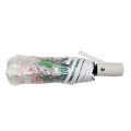 Paraguas plegable transparente con flor de hoja dibujada a mano