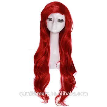 Cheap Long Red Wave Synthetic Cosplay Hair Wig