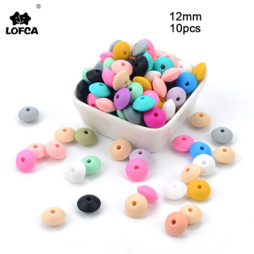 LOFCA 12mm 10Pcs/lot Silicone Lentil Round Beads Teething Baby Teether Chew BPA Free DIY Pacifier Chain Food Grade Silicone