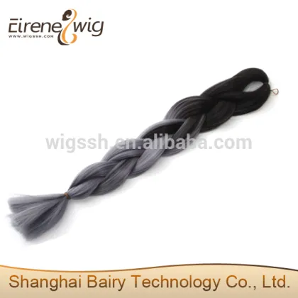 Eirene Black/Grey Ombre Braiding Hair , Two Colored Synthetic Braiding Hair
