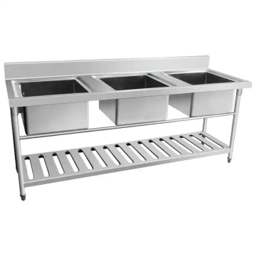 201 Material Commercial Double Basin Kitchen Sink with Faucet