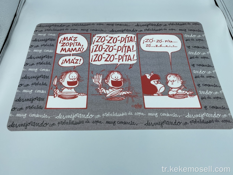 Karikatür desenli yağ kir önleme PVC placemats