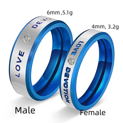 Stylish Blue Stainless Steel Couple Rings: Perfect Wedding Promise Engagement Jewelry