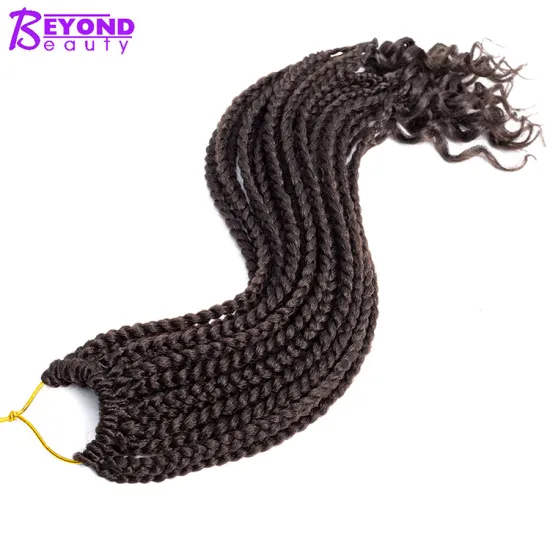 wholesale Crochet Hair Black Box Braids Hair Ends Ombre Brown Loose Wave Synthetic 18 Inch Crochet Braiding Hair