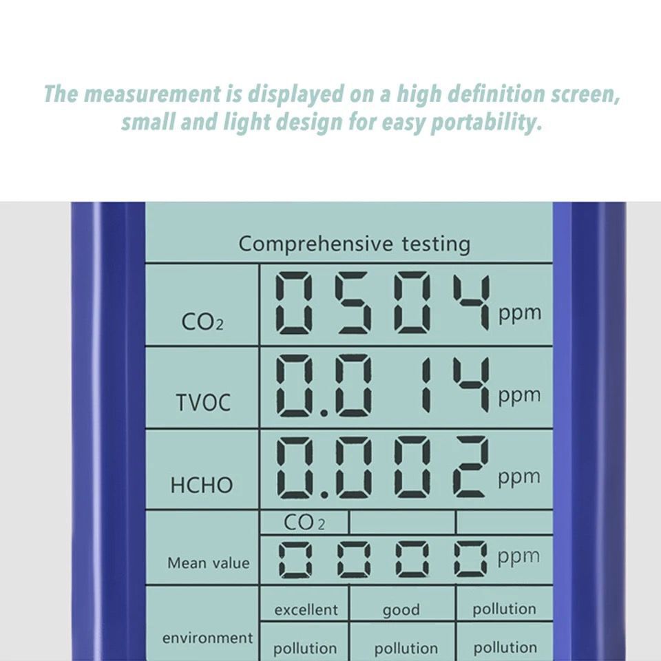 Digital Gas Detector Multifunctional Air Quality Meter TVOC HCHO PM2.5 Analyzer CO2 Sensor Meter