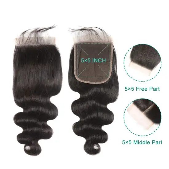 Yummy Hair Extensions 18Inch 10A Unprocessed Brazilian Virgin Hair  Body Wave 5X5 Undetectable Invisible Lace Glueless Closure
