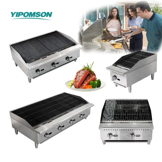 Commercial countertop gas charbroiler for restaurants