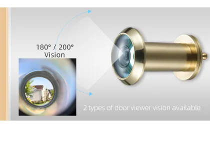 Brass door viewer mounted on the door