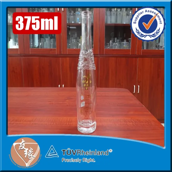 Empty cork top round tall 375ml embossed small liquor bottles