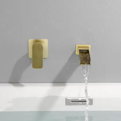 Wall Brushed Gold Tub Faucet Bathroom Faucet