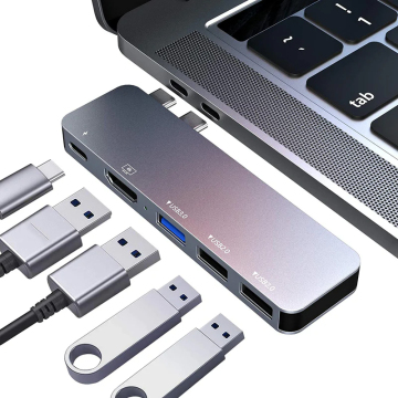6-in-1 USB Type C Docking Station with HDMI 4K 30Hz, USB 3.0, and PD Charging