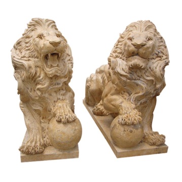 Large Chinese Marble Limestone Lion Statues for Outdoor Front Doors