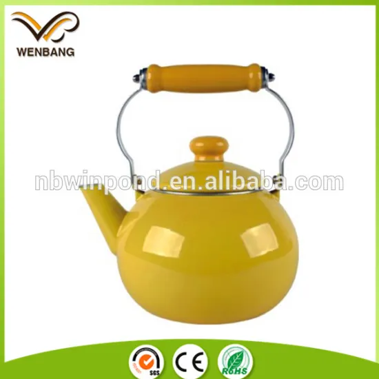 full decal stainless steel handle enamel teapot, vintage camping water kettle