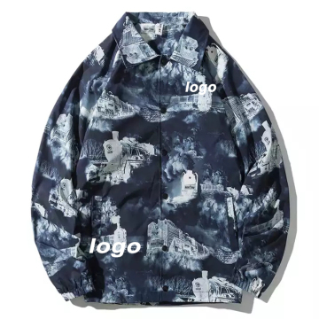 Jaket biru dan putih pria adat