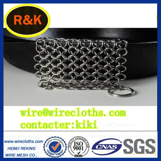 Cast Iron Skillet Cleaner 8*6 Inch ,1.2MM Stainless Steel Chainmail Cleans Pans scrubber