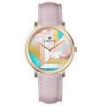 Reloj colorida dama de dial de diale de perla mosaico