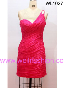 Short Pleated Applique Chiffon Cocktail Dresses