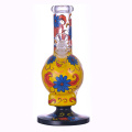 9.4in Hippiesglass, berço de vidro de esqueleto amarelo desenhado à mão Bongueiro de vidro, bongo de flor fofo, tubo de água de vidro borossilicato, cachimbo de vidro, mão