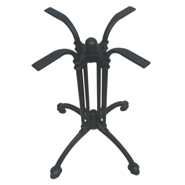 Cast Aluminum Small Horseshoe Table Base Outdoor Commercial Furniture 610x610x720mm Four Prong Table Pedestal With Rubber Adjust