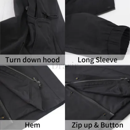 OEM&ODM Men's Black Oversize Cargo Jacket - Windproof Outdoor Casual Unisex Jacket