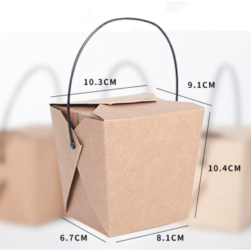 Transportable Lunchbox aus Kraftpapier mit Griff