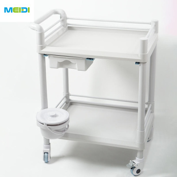 Stainless Steel Medical Hand Push Trolley Emergency Utility Mobile Dressing Cart for Hospitals