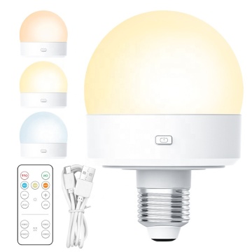 3-in-1 Rechargeable E27 LED Smart Bulb with Remote Control and Dimming for Home Decor