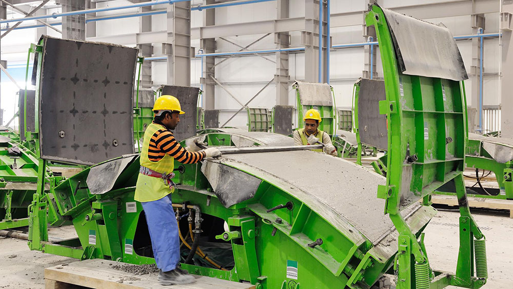 Superfície de concreto usada na ferrovia do anel