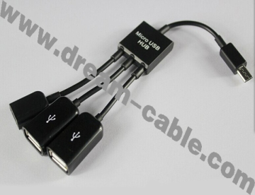 2 Ports Universal Micro USB OTG Hub for Smartphone and Table