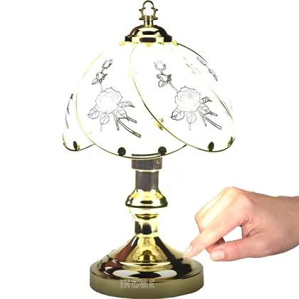 Better Homes and Gardens Floral Glass lampshade Brass Reading Touch Sensor Touch Lamp
