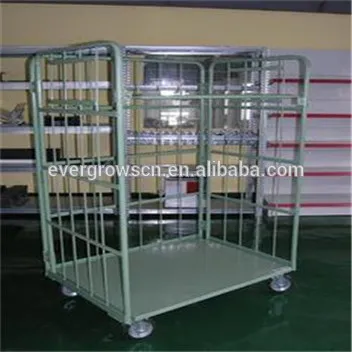 Three sides High mobility save manpower foldable simple operation metal transportation trolley