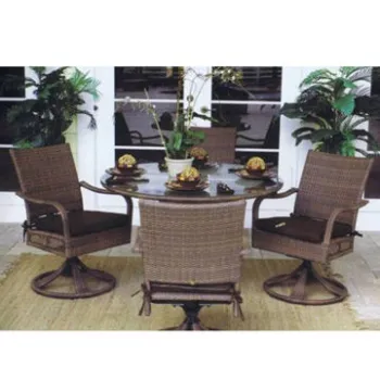 Rattan leisure dining sets with 5mm tempered-glass