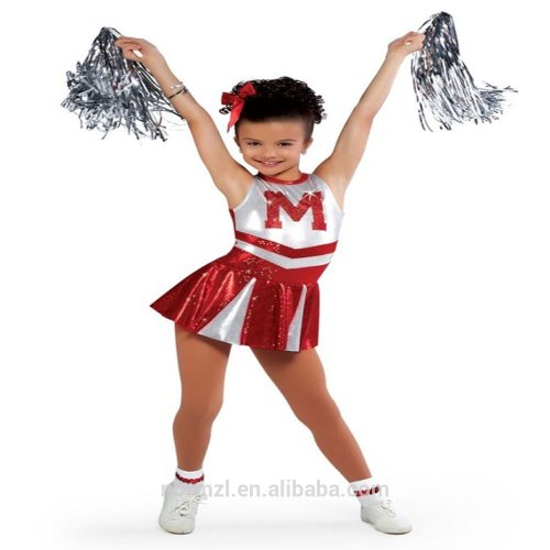 Kids pleats cheerleader uniforms metal spakle dance dress cheerleading uniforms