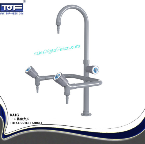 laboratory three way water faucet tap, cold hot water tap, gooseneck faucet