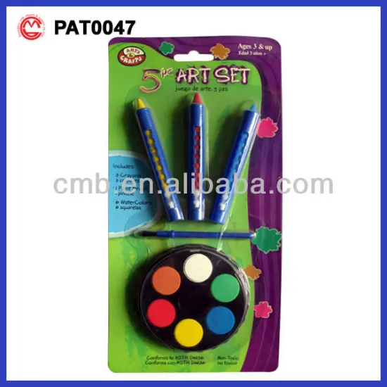 WATER COLOR WITH BRUSH AND CRAYON