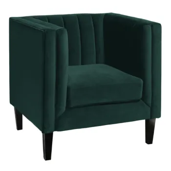 High-Quality Wooden Legged Emerald Green Velvet Armchairs and Couch Sofas for Event Hire