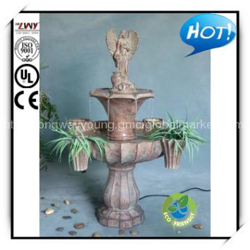 45 Inches Fiberglass  Antique Angle Fountain with Flowers for Garden